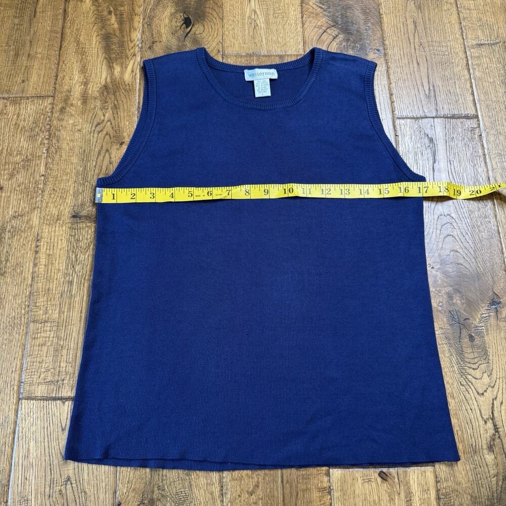 VTG WASSERMAN Navy Blue Silk Blend Knit Tank Top Womens Size L - Picture 3 of 5